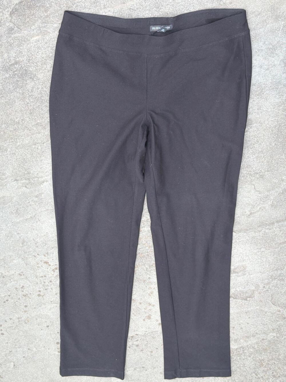 Eileen Fisher System Viscose Stretch Ankle Pants Black Pull On Slim Trousers S